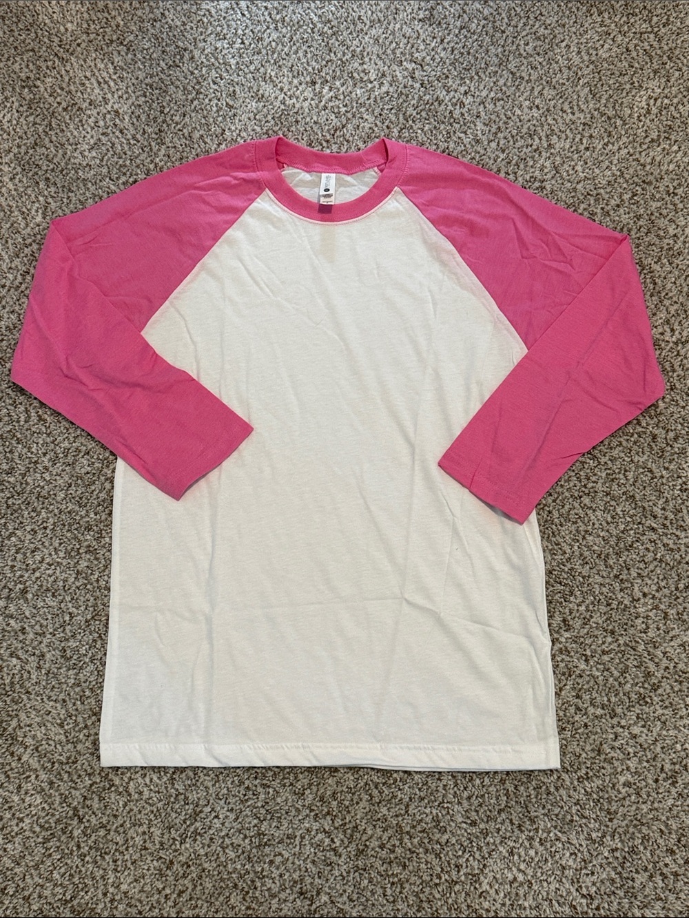 Next Level Apparel White T-Shirt with Pink 3/4 Sleeves